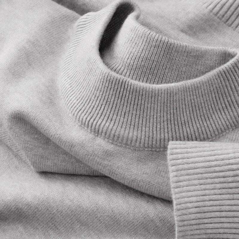 Strickpullover Rundhals Rippbündchen Uni Farbe – Weich & Bequem