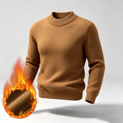 Men's warm turtleneck knit sweater for winter, long sleeves