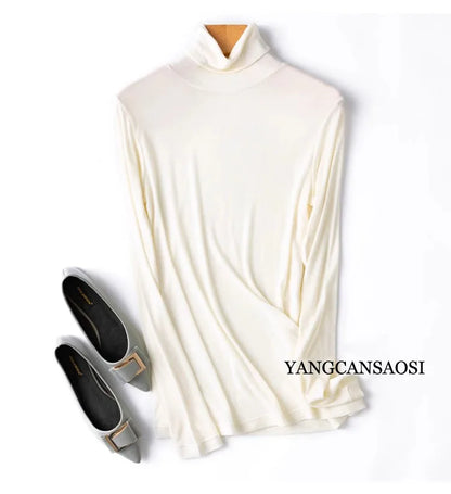 Women's Crew Neck Turtleneck Basic Slim-Fit Long-Sleeve Top
