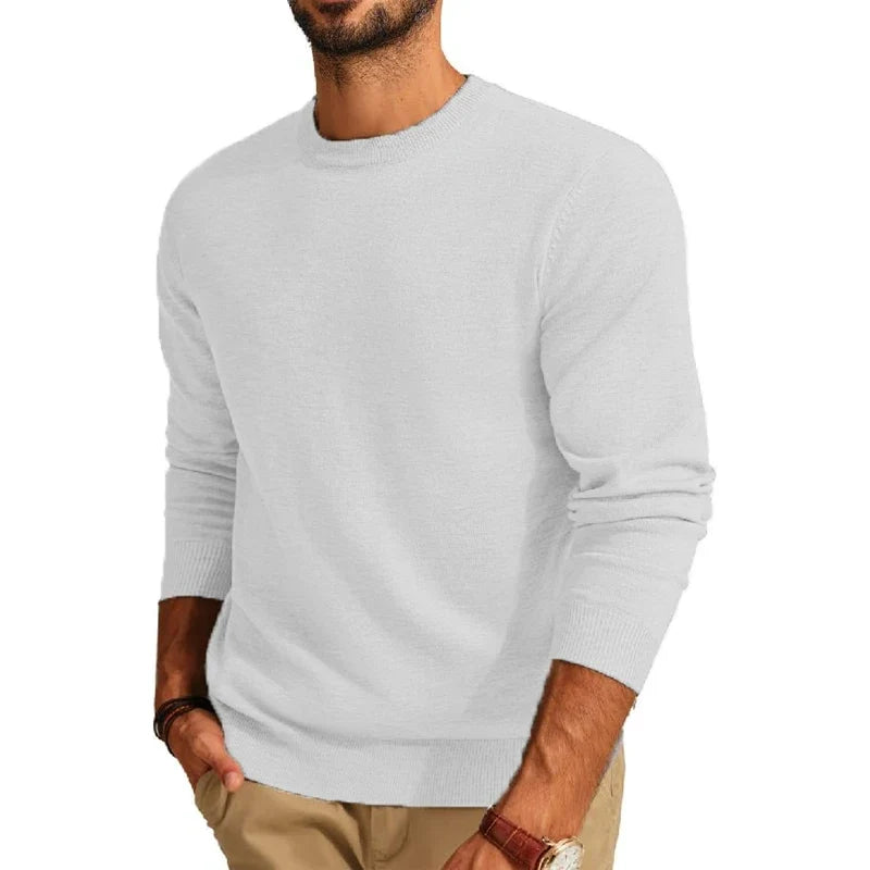 Men's crew-neck long-sleeve basic knit pullover