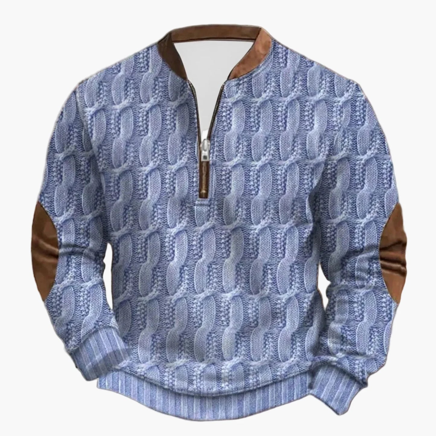 Herren Outdoor Freizeitpullover mit Stehkragen und Reißverschluss – Moderner Strick-Look