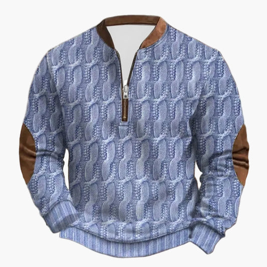 Herren Outdoor Freizeitpullover mit Stehkragen und Reißverschluss – Moderner Strick-Look