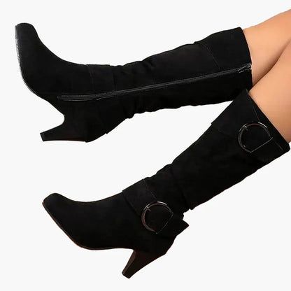 Women's ankle boots with heel and buckle – fashionable autumn-winter boots for everyday and going out