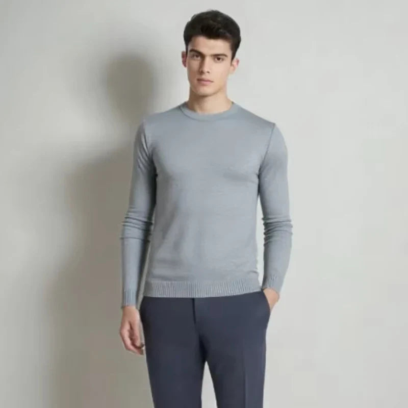 Herren Pullover Rundhalsausschnitt Feinstrick Basic