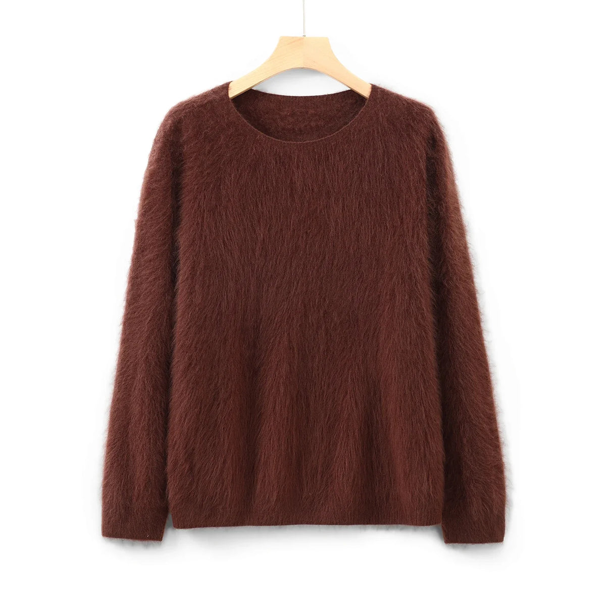 Soft women's crew-neck long-sleeve knit sweater