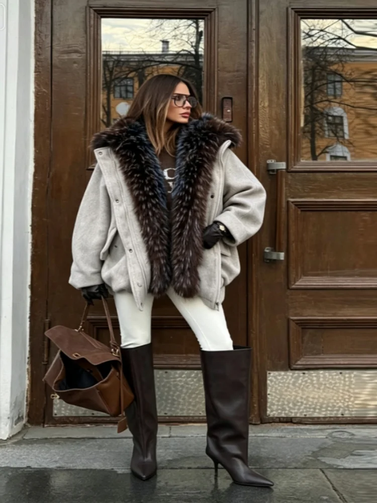 Damen Kurzmantel mit Kunstpelzkragen Reißverschluss Jacke Wintermantel Warm Grau Beige Braun