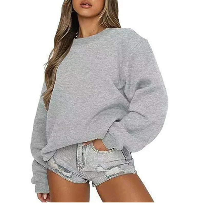 Women's Oversized Crew-Neck Long-Sleeve Sweatshirt