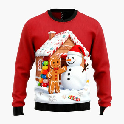 Men's Ugly Christmas Sweater – Christmas Pullover with Gingerbread Motif
