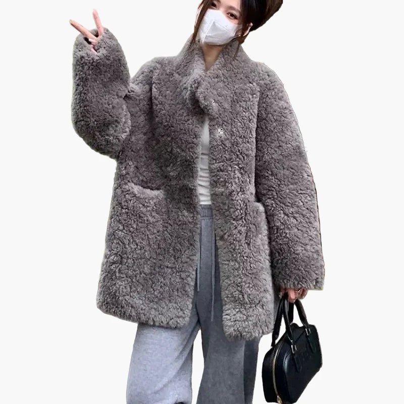 Damen Winter Trend Oversize Kuscheljacke – Modische Freizeitjacke für kalte Tage
