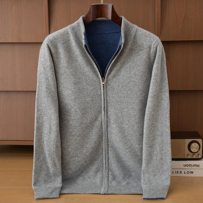 Wende-Strickjacke mit Stehkragen und Reißverschluss