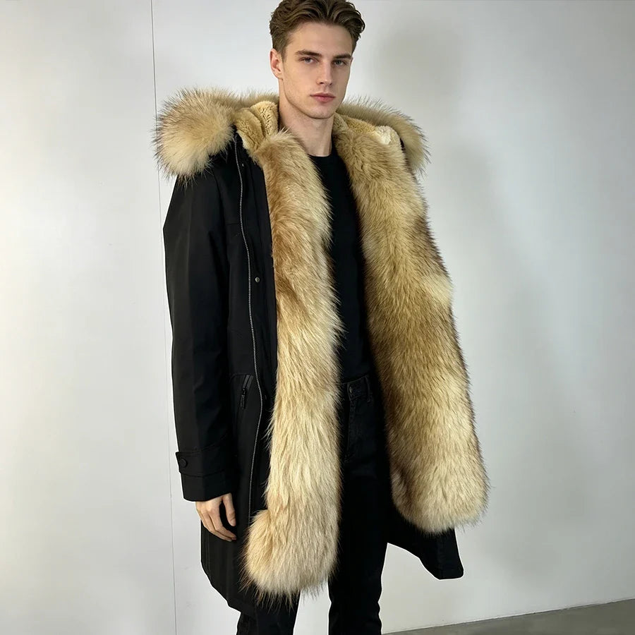 Parka mit Kunstfellfutter und Kapuze, Schwarz