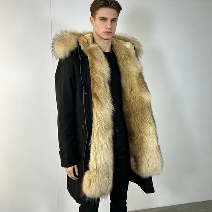 Parka mit Kunstfellfutter und Kapuze, Schwarz