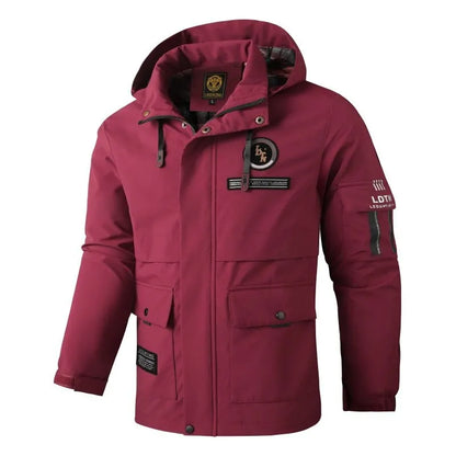 Herren Winterjacke mit Kapuze Winddicht Warm Gefüttert Mehreren Taschen
