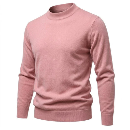 Men's long-sleeve mock-neck basic knit sweater