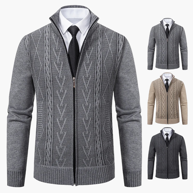 Men's knitted cardigan with zipper – fashionable business cardigan for stylish occasions