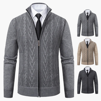 Men's knitted cardigan with zipper – fashionable business cardigan for stylish occasions