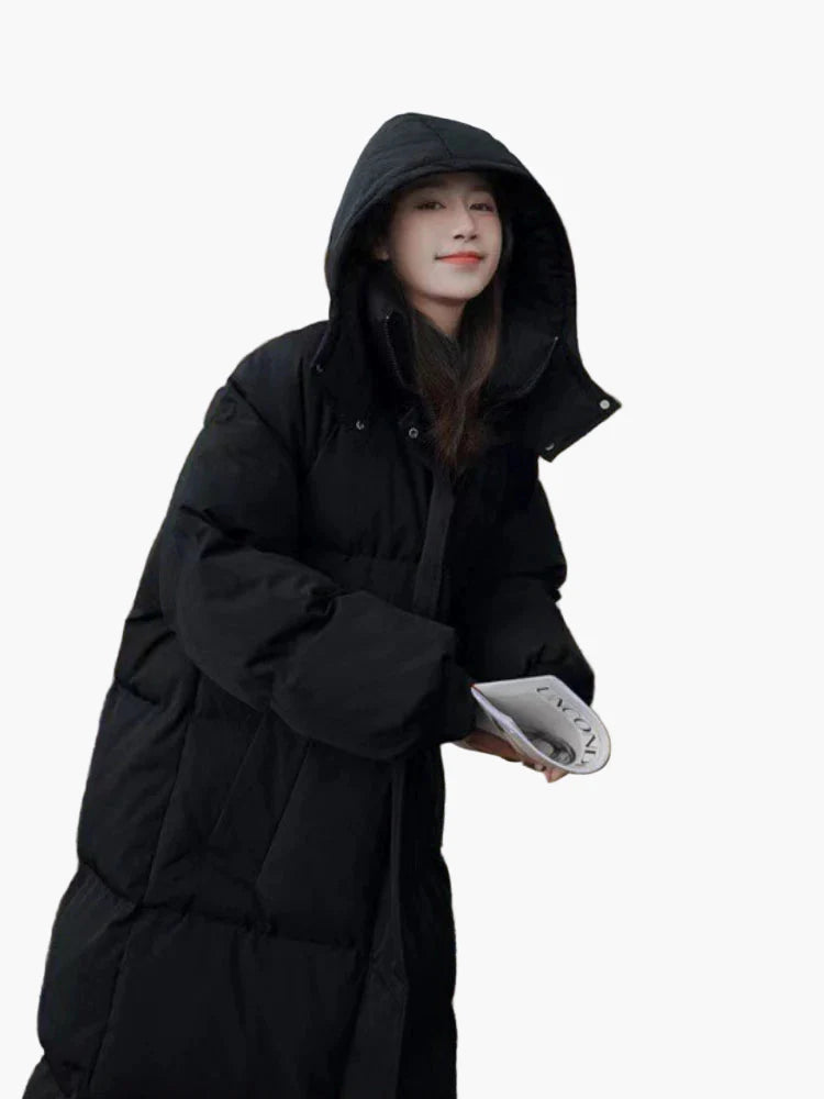 Damen Winter Daunen-Steppmantel Oversized Langer Puffermantel mit Kapuze – Perfekt für kalte Tage