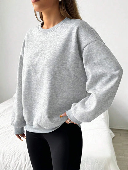 Women's Crew-Neck Oversized Basic Long-Sleeve Sweatshirt