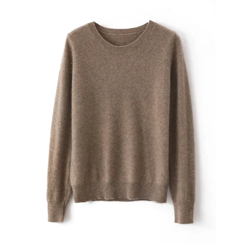 Women's Crew Neck Fine-Knit Long-Sleeve Sweatshirt