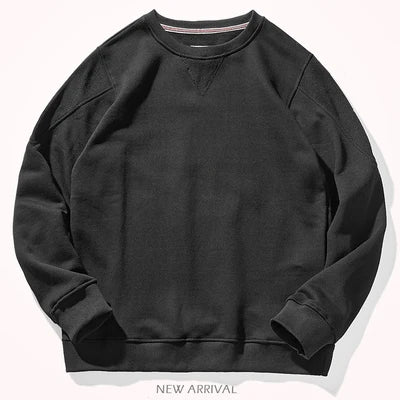 Unisex Long-Sleeve Crew-Neck Sweatshirt Cotton-Look Casual Sweater