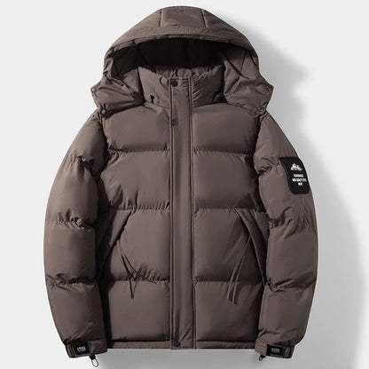 Unisex Winter Puffer Jacket with Hood - Warmly Lined Down Jacket