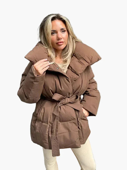 Damen Winter Steppjacke mit Gürtel – Modische, warme Jacke für Alltag & City