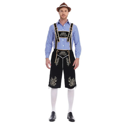 Men’s traditional lederhosen set with checked shirt, Oktoberfest costume
