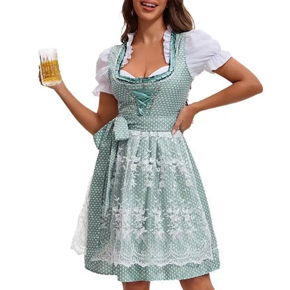 39BB Beer costume, dirndl, dress, blouse, apron, German Bavarian Oktoberfest costume set