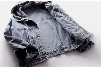 Jeansjacke Hellblau mit Kapuze Damen Oversize