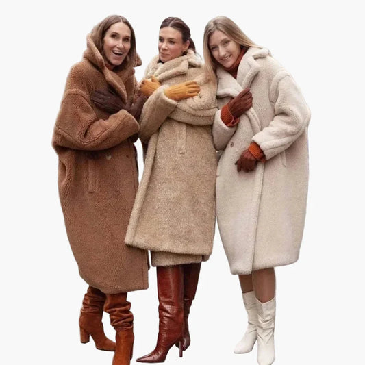 Damen Oversize Teddy Mantel – Modischer Winterstil für Alltag und Freizeit