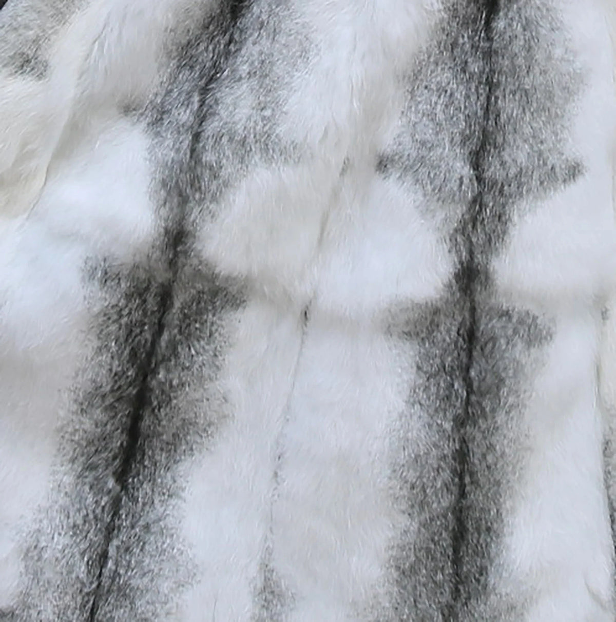 Women's coat with hood and faux fur trim, gray-white