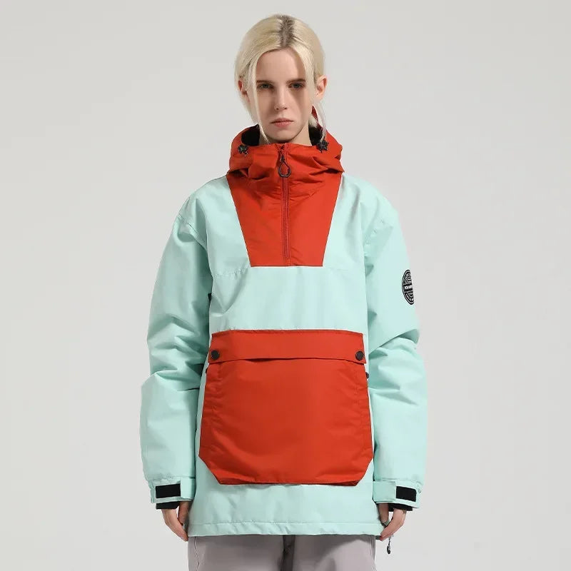 Unisex Winterjacke Anorak mit Kapuze, Reißverschluss & großer Kängurutasche – Wasserdichte Übergangsjacke