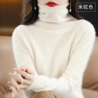 Women's turtleneck sweater with long sleeves - Soft knitted sweater for women