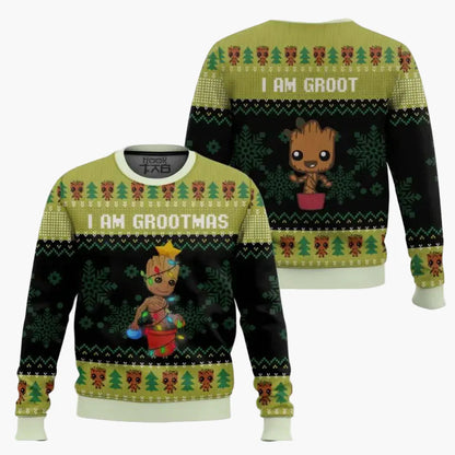 Unisex Weihnachtspullover mit Groot-Motiv – Lustiger „I Am Grootmas“ Ugly Christmas Sweater für Fans