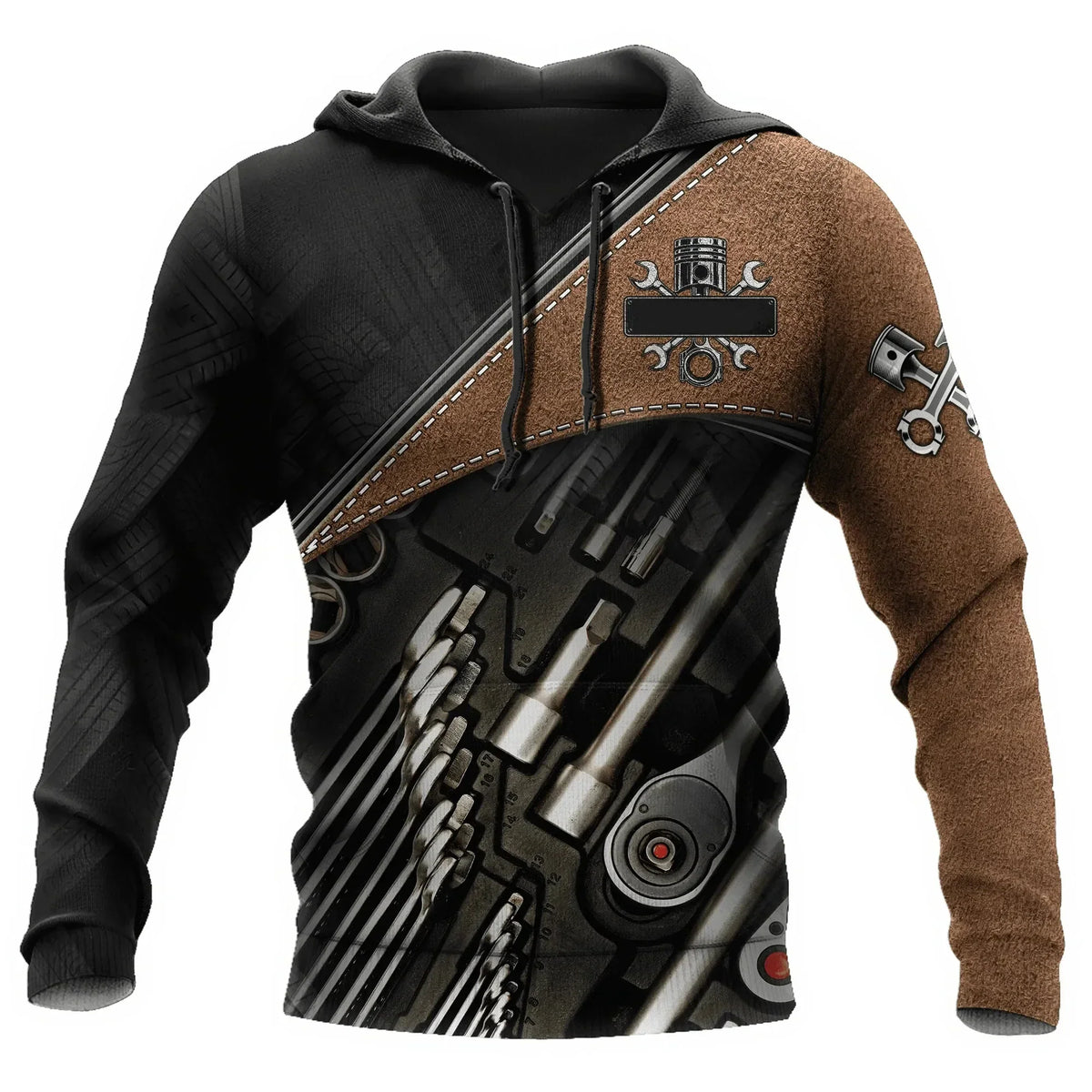 Hoodie mit Mechaniker-Thema und Grafikdruck, verschiedene Designs