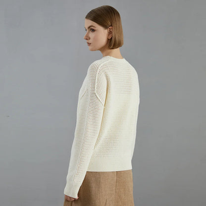 Women's crew-neck long-sleeve chunky knit sweater