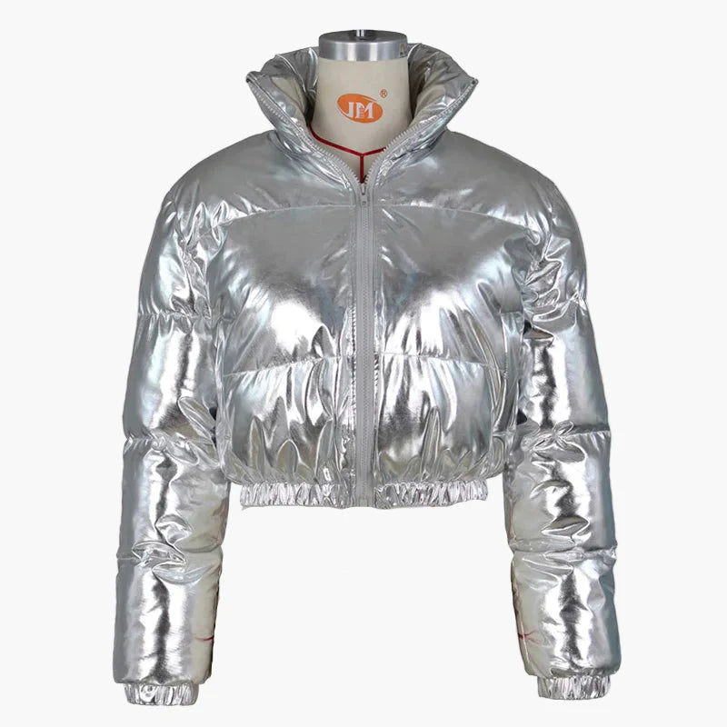 Women's Shiny Short Quilted Jacket – Fashionable Trend Jacket for Everyday and Going Out