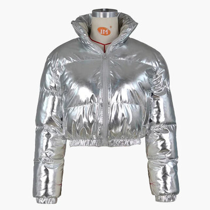 Women's Shiny Short Quilted Jacket – Fashionable Trend Jacket for Everyday and Going Out