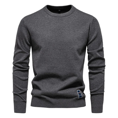 Herren Pullover Rundhals Langarm Strickpullover Einfarbig