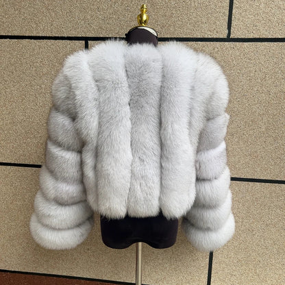 Kurze Damen Pelzimitat Jacke Winter Warm Cropped