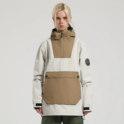 Unisex Winterjacke Anorak mit Kapuze, Reißverschluss & großer Kängurutasche – Wasserdichte Übergangsjacke