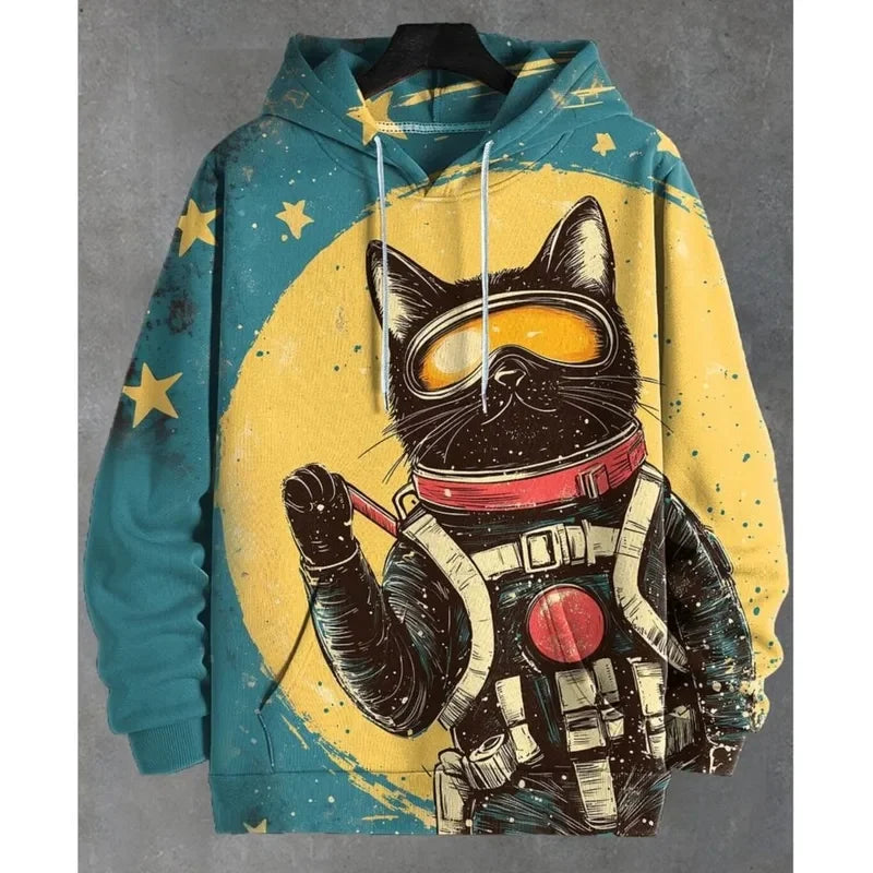 Hoodie with cat print and kangaroo pocket – Various designs