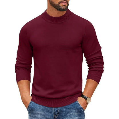 Herren Rollkragenpullover Langarm Feinstrick Mock Neck Pullover