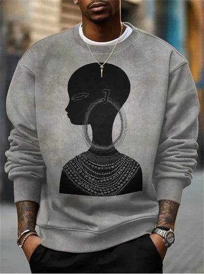 Men's crew-neck sweatshirt with graphic print, long-sleeved