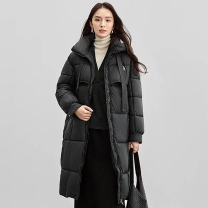 Damen Winter Parka Lang Stehkragen Gesteppt Warm