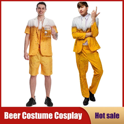 Beer costume suit with foam pattern, men’s carnival party outfit