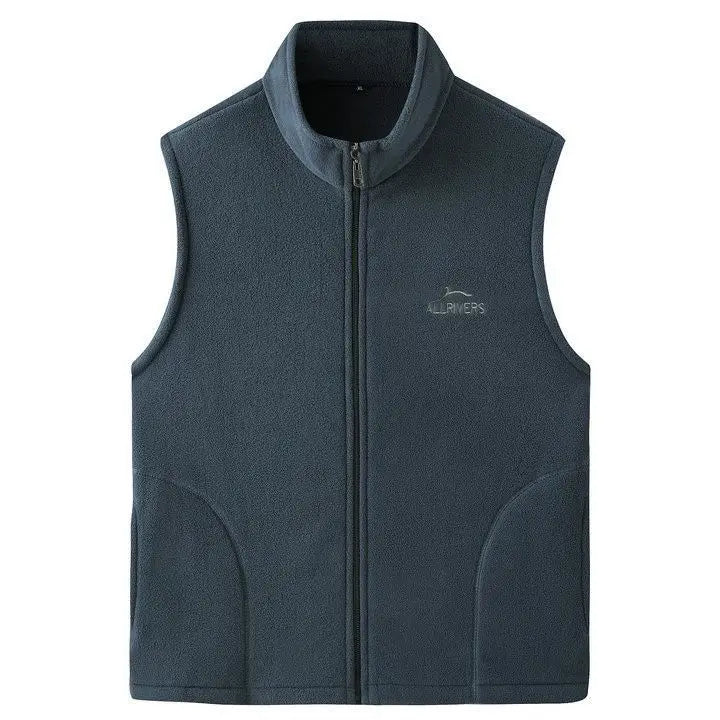Fleece Weste mit Reißverschluss Stehkragen und Taschen