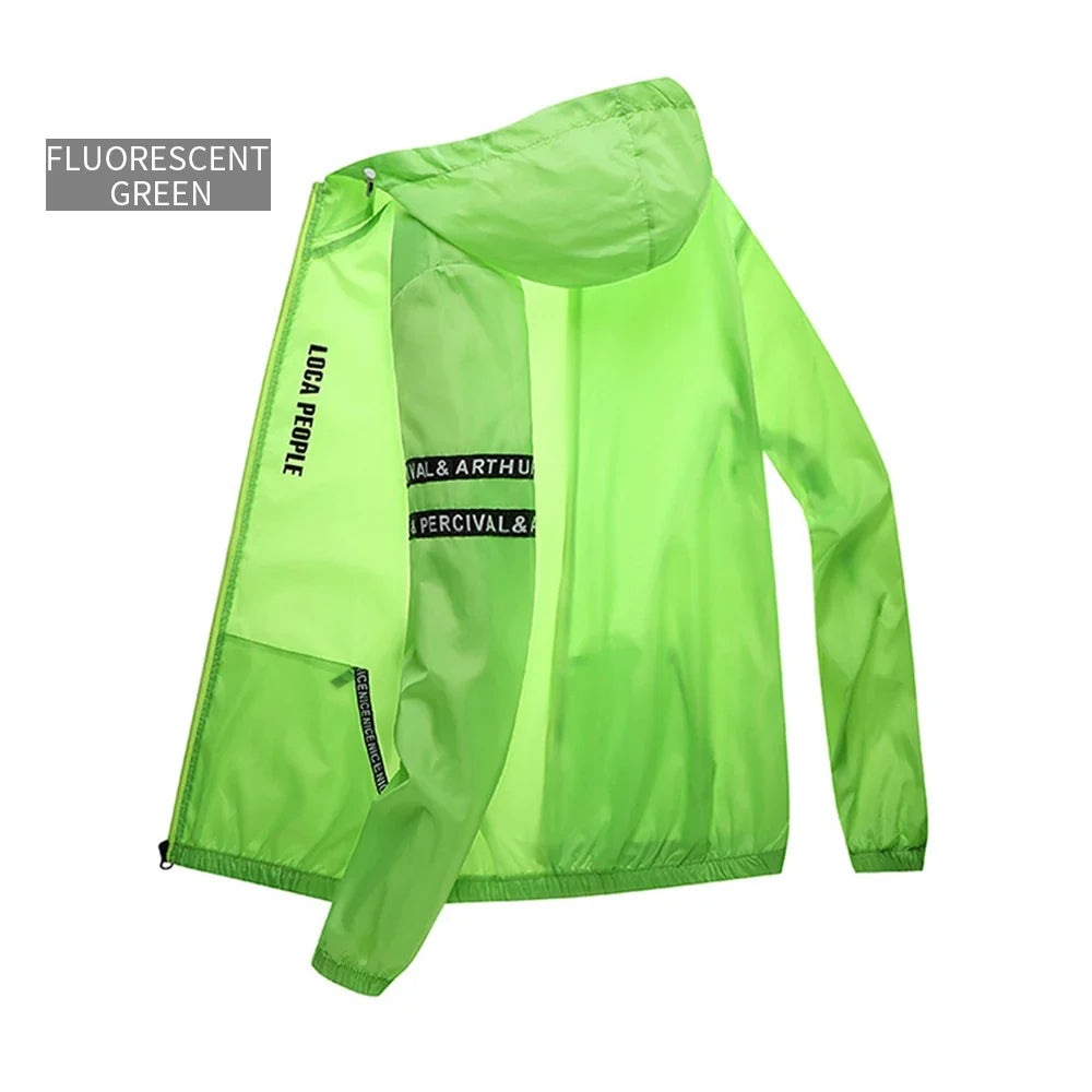 Lightweight hooded windbreaker jacket with zipper for men