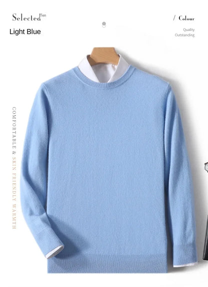 Men's Crew-Neck Sweater, Long-Sleeve, Made of Soft Material