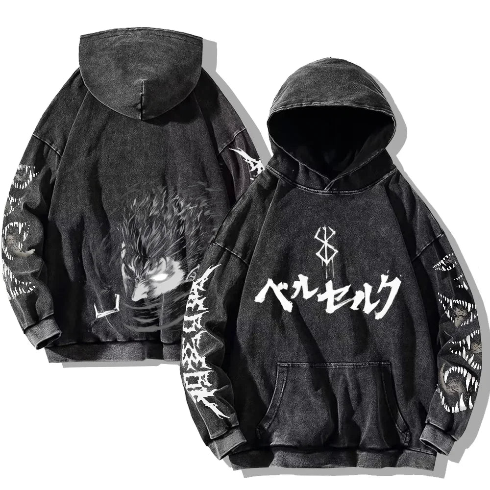Oversized washed unisex hoodie with graphic print